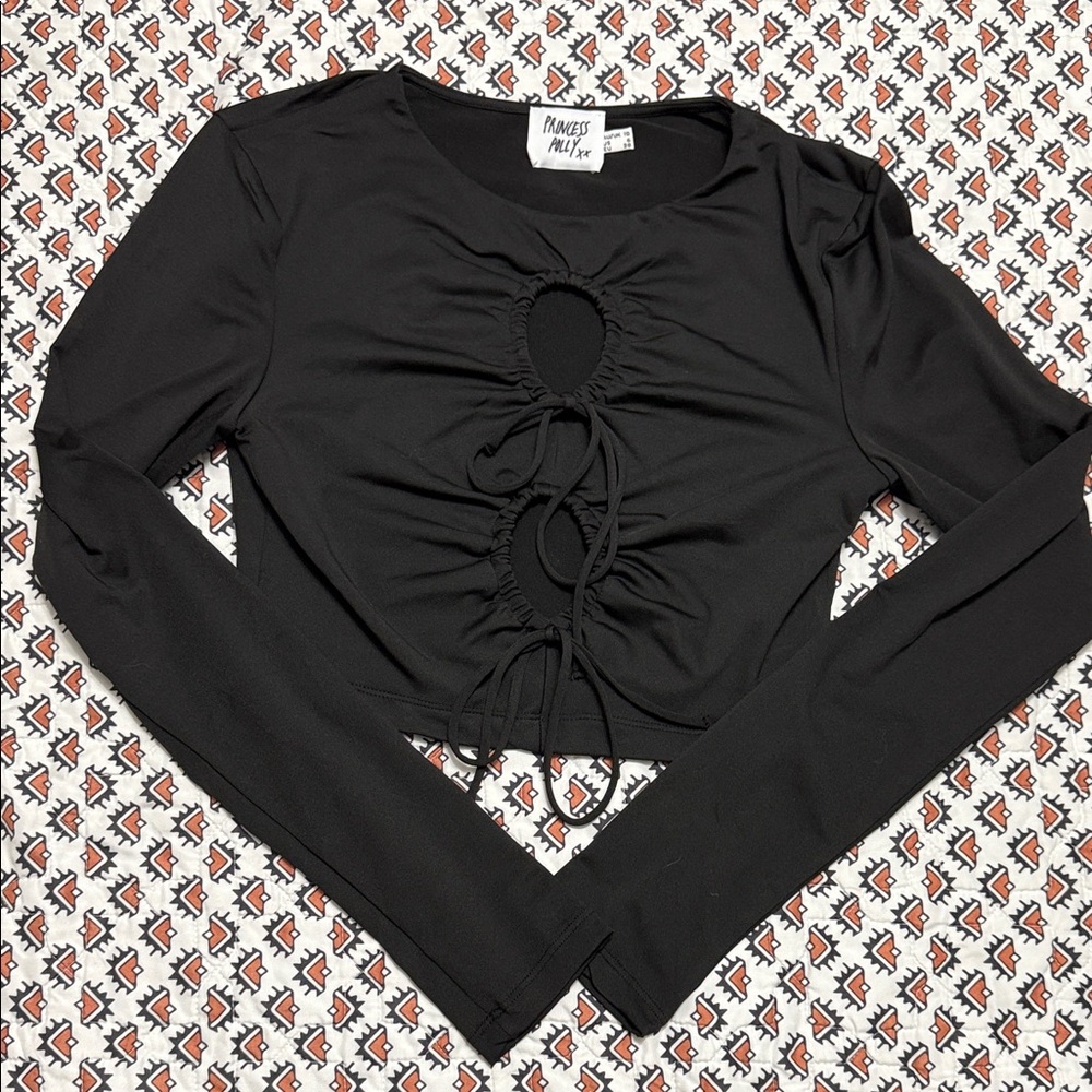 Princess Polly Black Ruched Crop Top